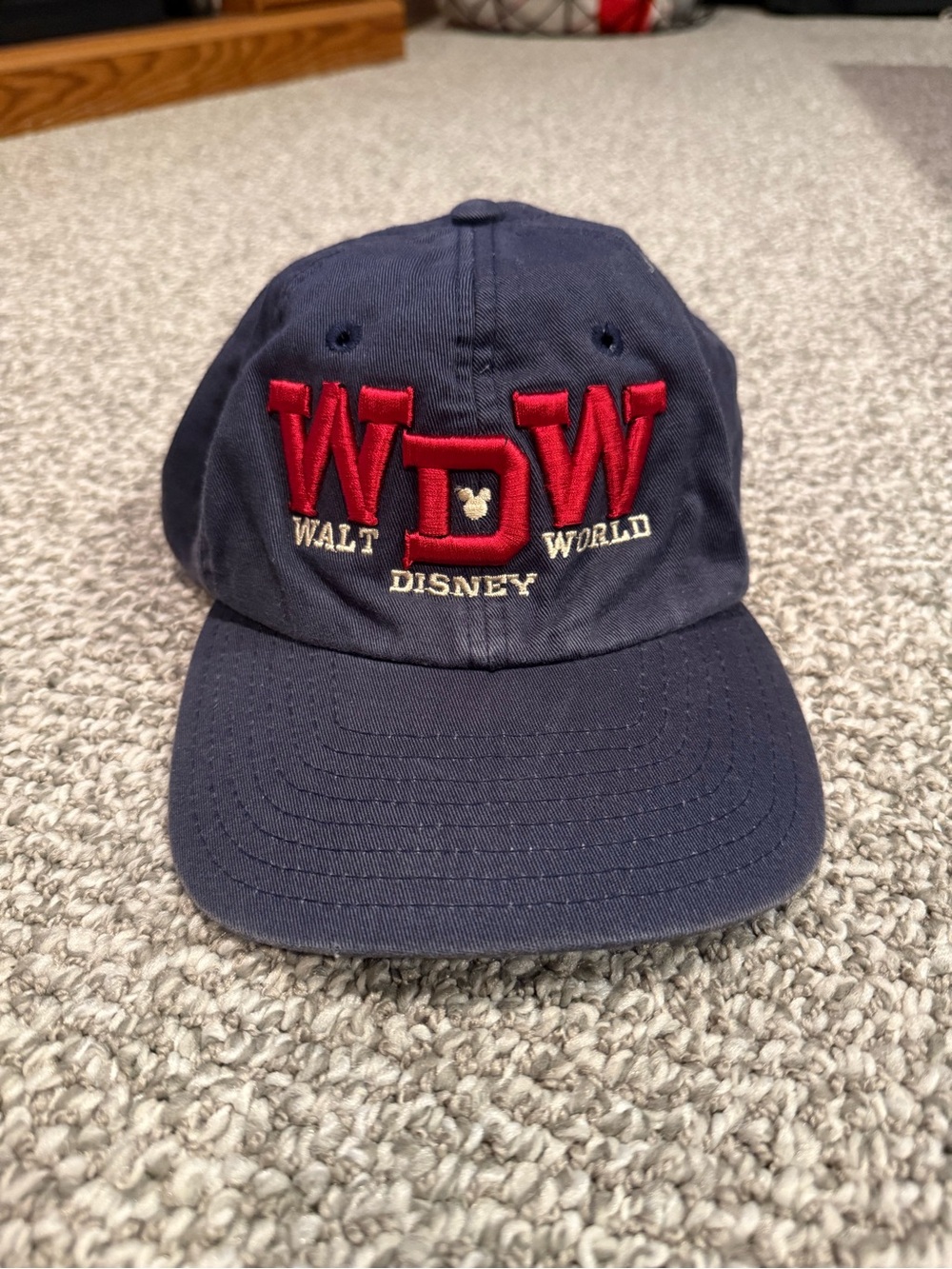 Vintage Walt Disney World Navy Blue Hat Red WDW NWT